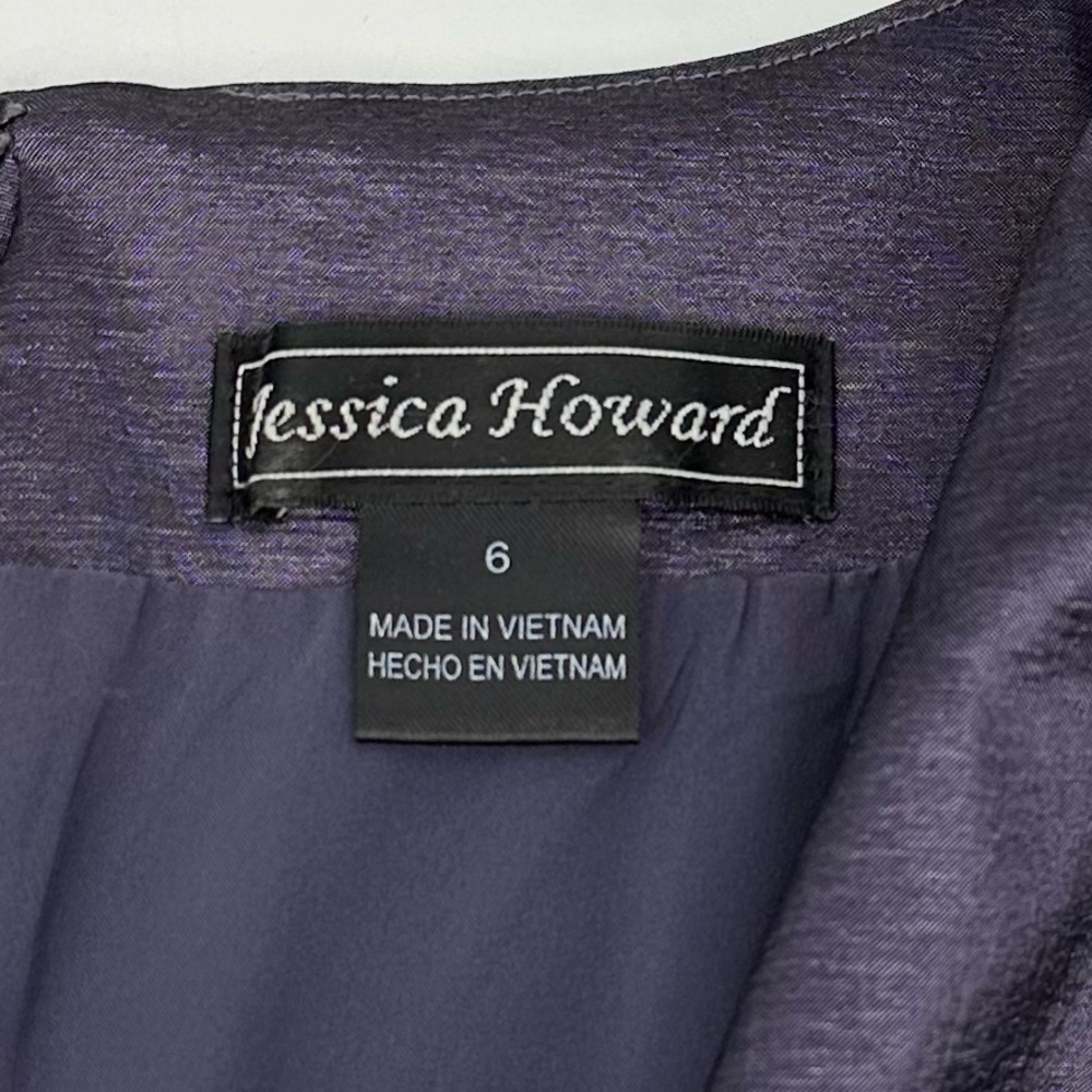 Jessica Howard Purple Peplum Sheath Dress with Embellished Waist Size 6 - Picture 6 of 14